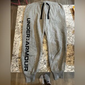 Under Armour Gray Track Pants with Black Logo